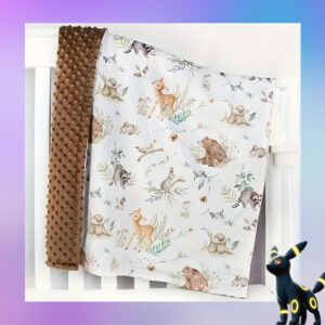 Minky Woodland Creatures - Brown Toddler Blanket
